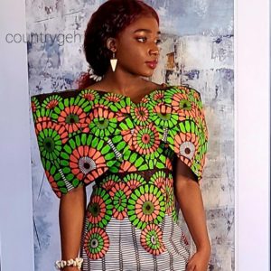 Ankara African Classis ballroom Dress-Frontside