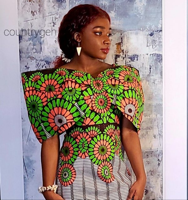 Ankara African Classis ballroom Dress-Frontside