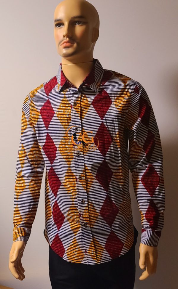 African Ankara Print Shirt Front side